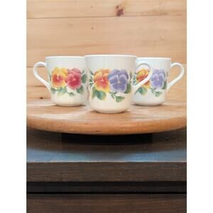 Set of 4 Vintage Corning Corelle Summer Blush Pansy Mugs - MINT